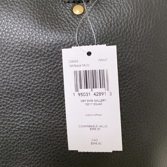 New Coach Gallery Tote Bag With Diary Embroidery/Pebble Leather/Black - Picture 10 of 11